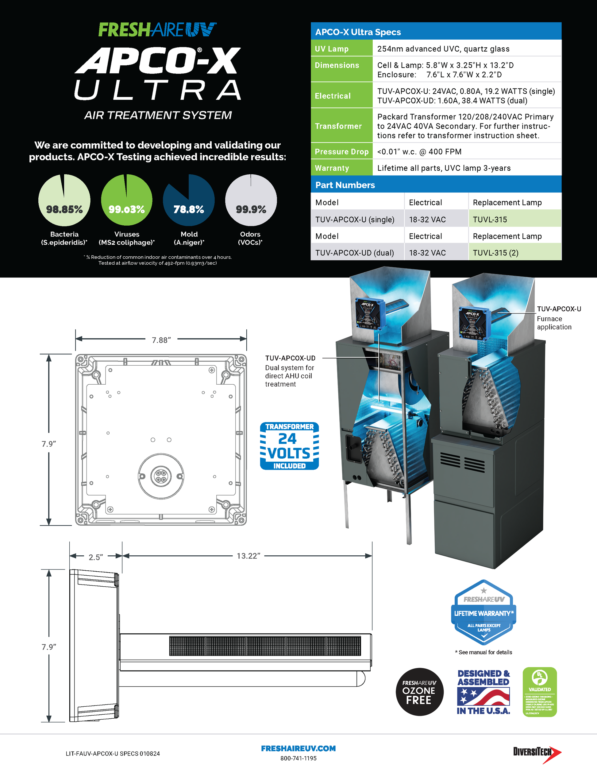 Fresh-Aire TUV-APCOX-ULTRA Family Specifications Page 2