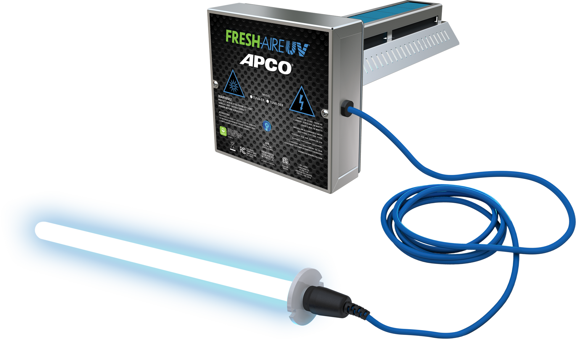 Fresh-Aire TUV-APCO-DER2 - Dual In-Duct Purifier w/Carbon Matrix & 2nd lamp