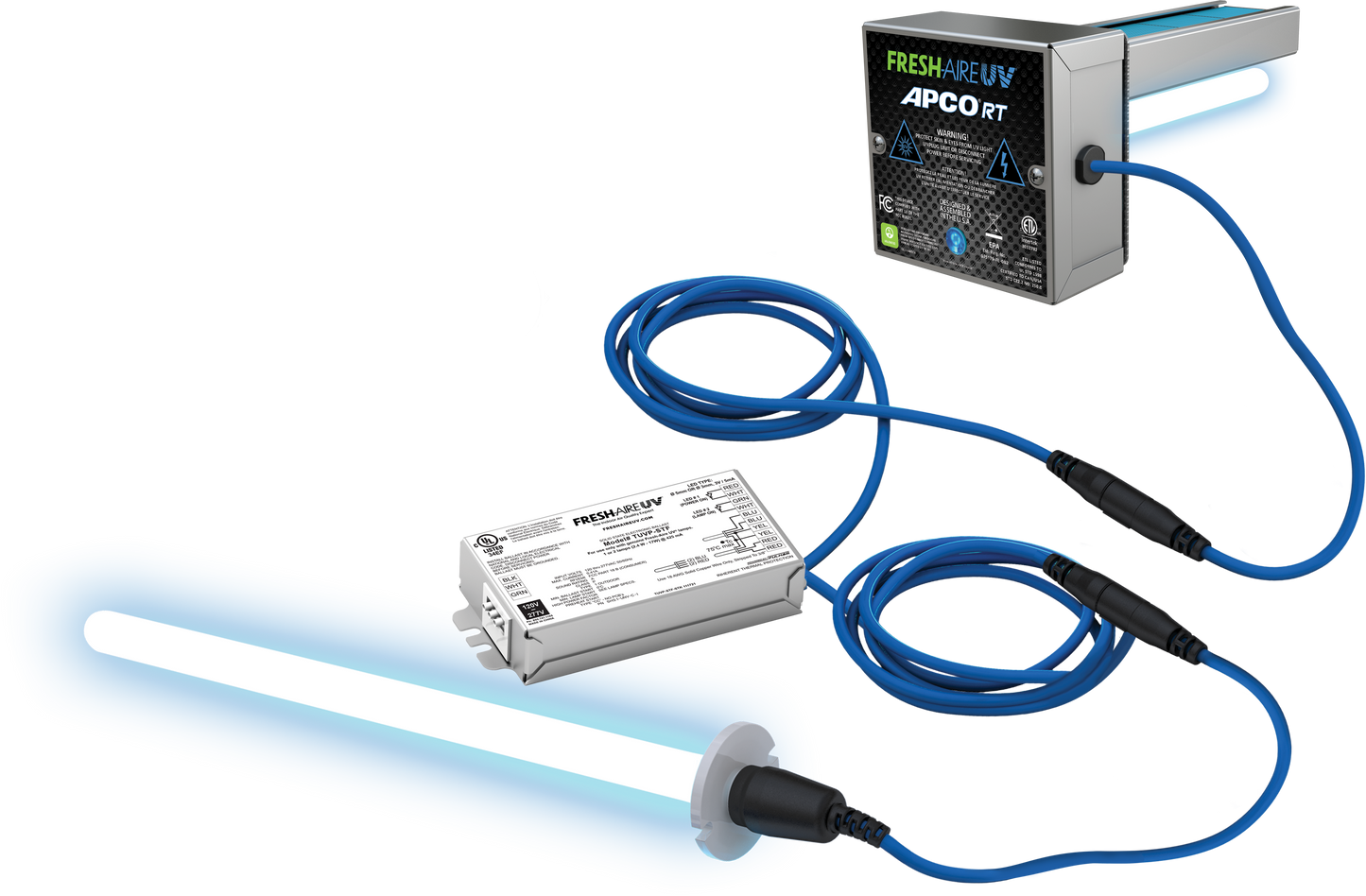 Fresh-Aire TUV-APCO-RT-DT2 - Compact In-Duct Purifier Carbon Matrix Remote 2nd lamp