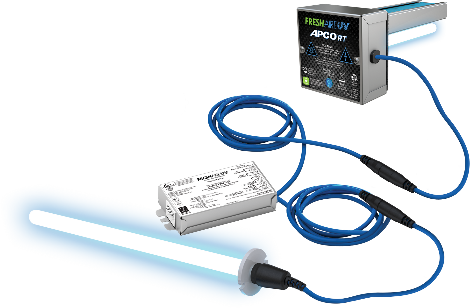 Fresh-Aire TUV-APCO-RT-DT2 - Compact In-Duct Purifier Carbon Matrix Remote 2nd lamp