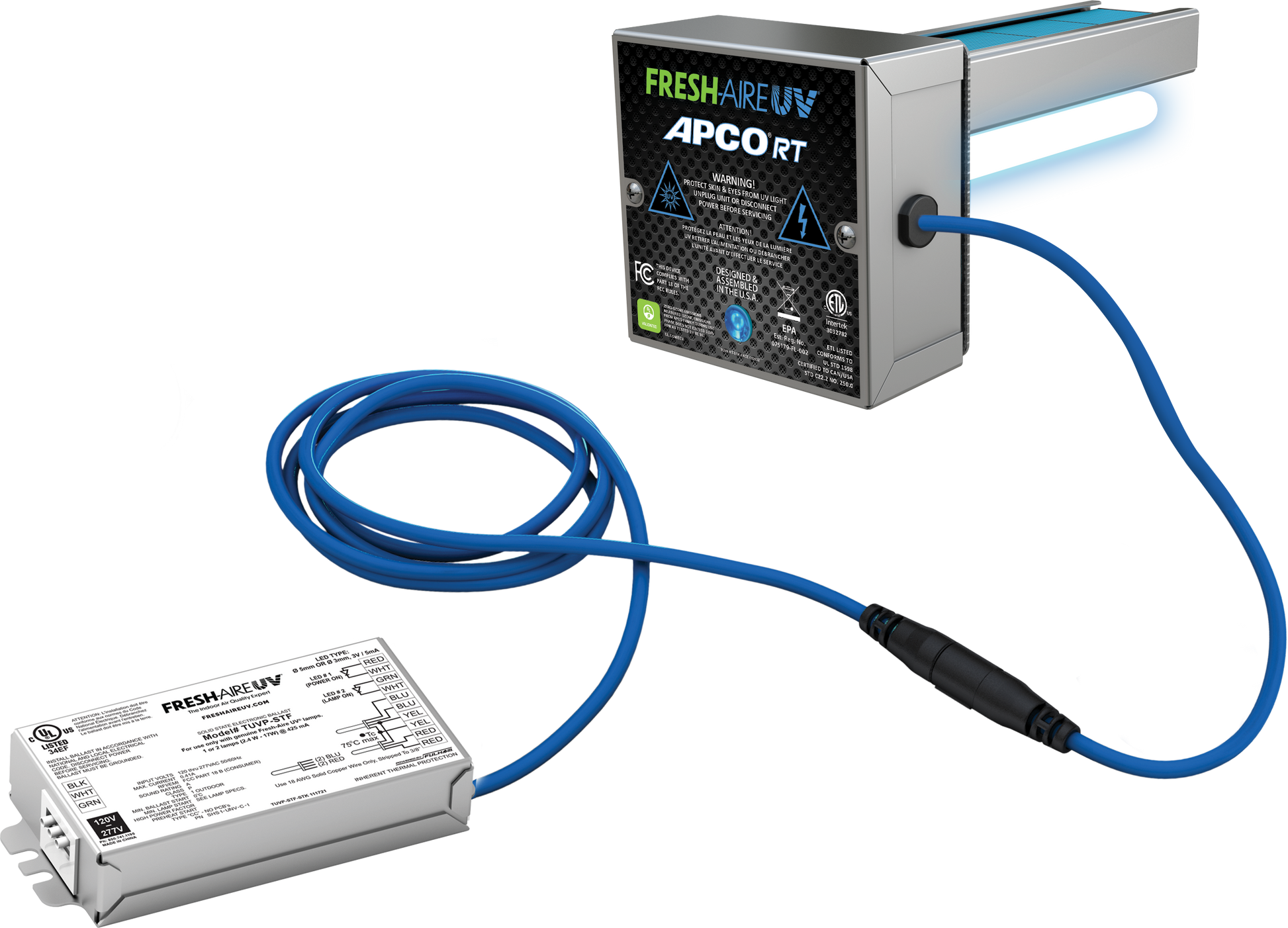 Fresh-Aire TUV-APCO-RT-ST2 - Compact In-Duct Purifier w/Carbon Matrix and RPS