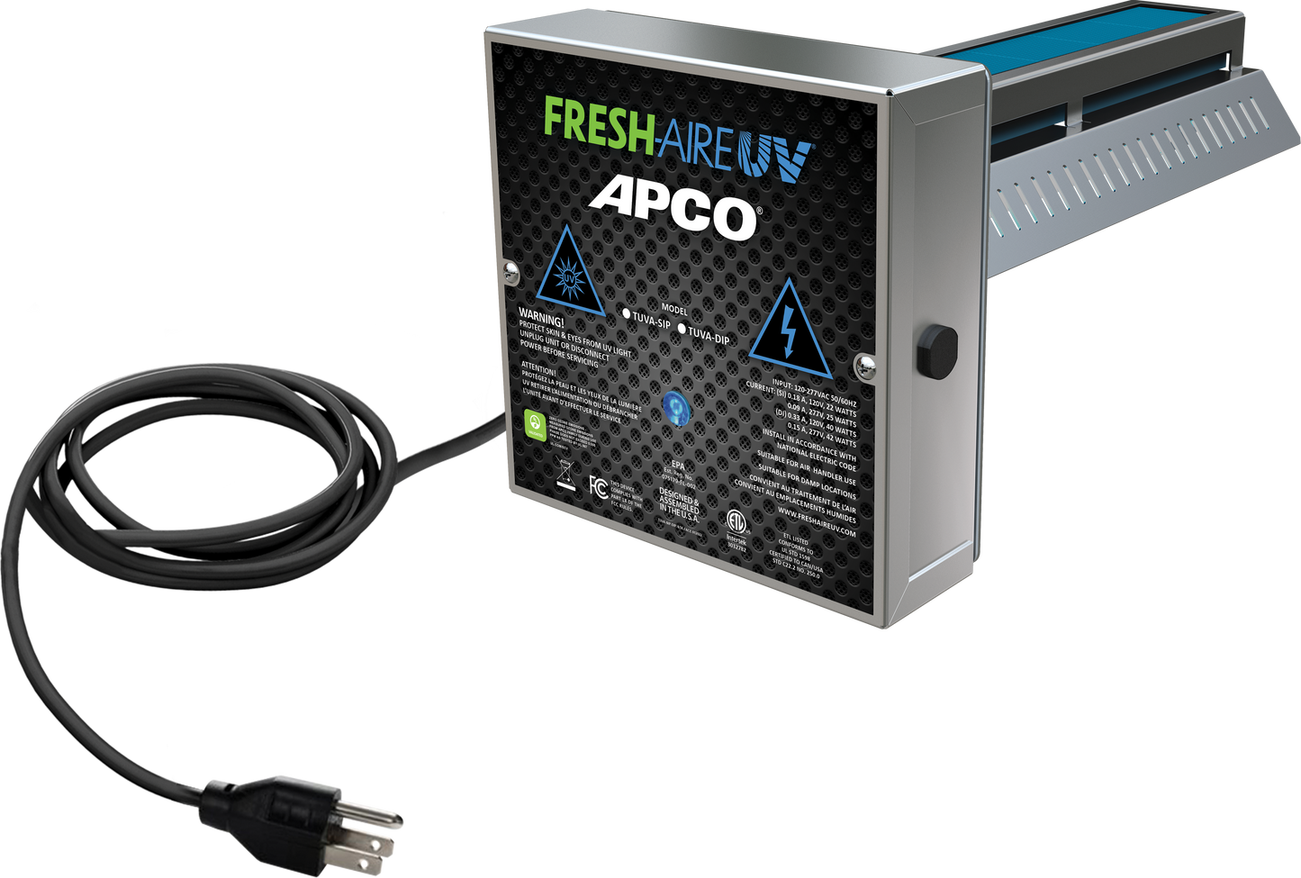 Fresh-Aire TUV-APCO-SI2P - In-Duct Air Purifier w/ Carbon Matrix with 120V Plug