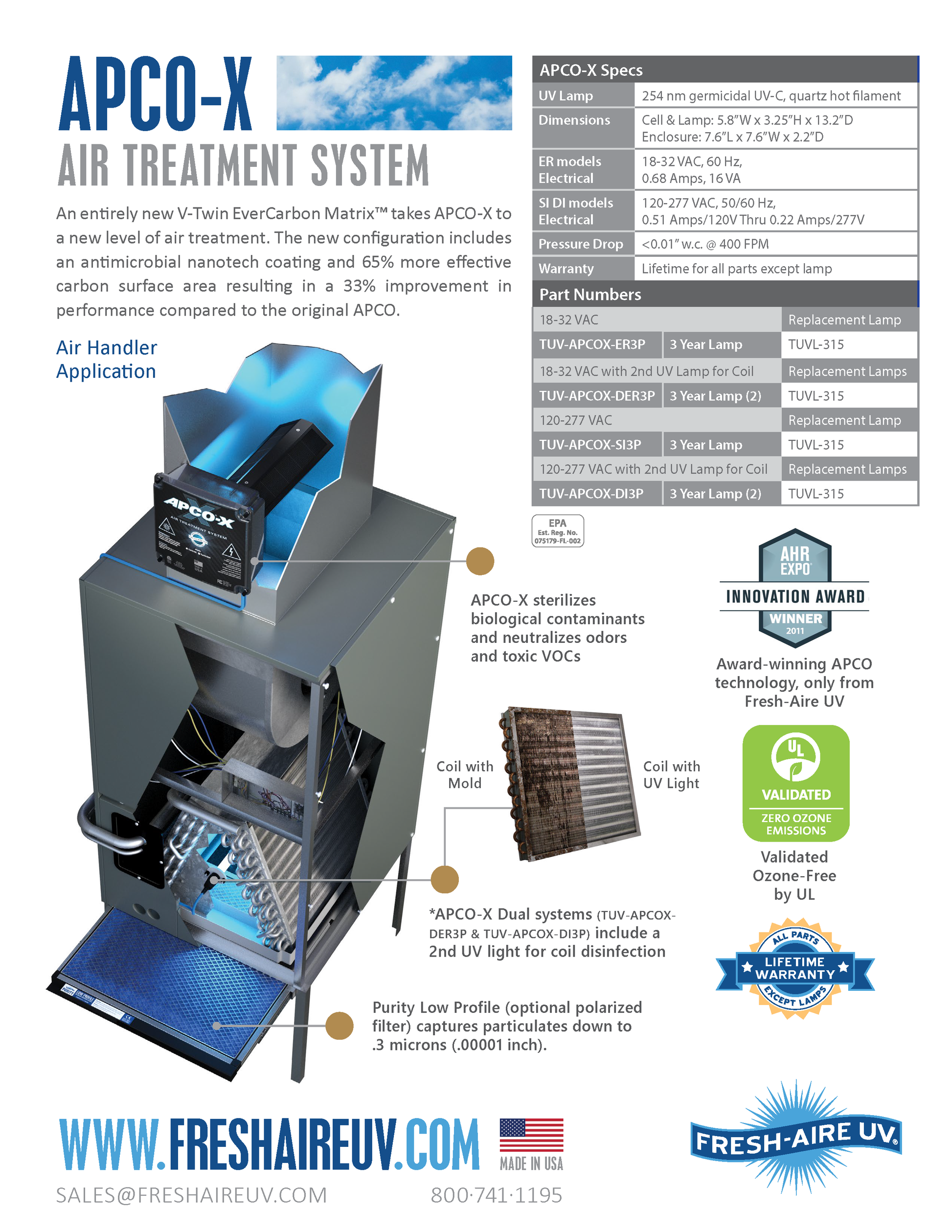 FreshAire TUV-APCOX Family of Products HVAC Contractors ONLY Page 2