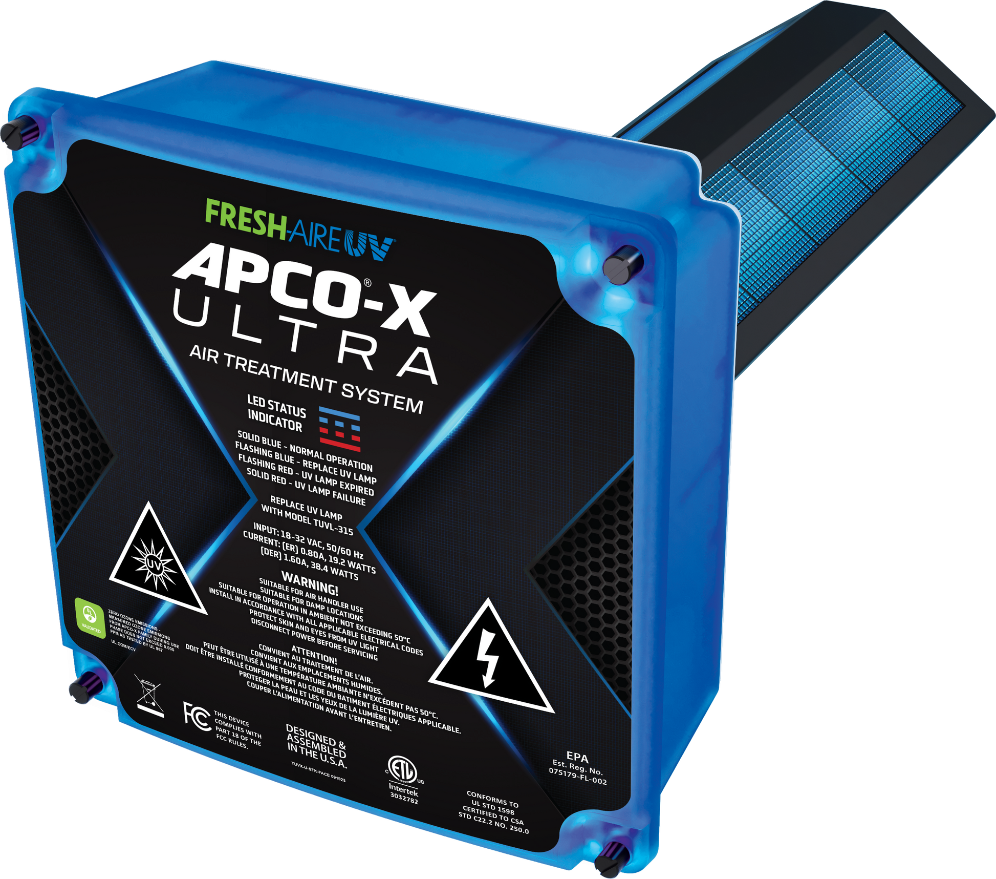 Fresh-Aire TUV-APCOX-U - In-Duct Air Purifier w/Advanced EverCarbon Matrix