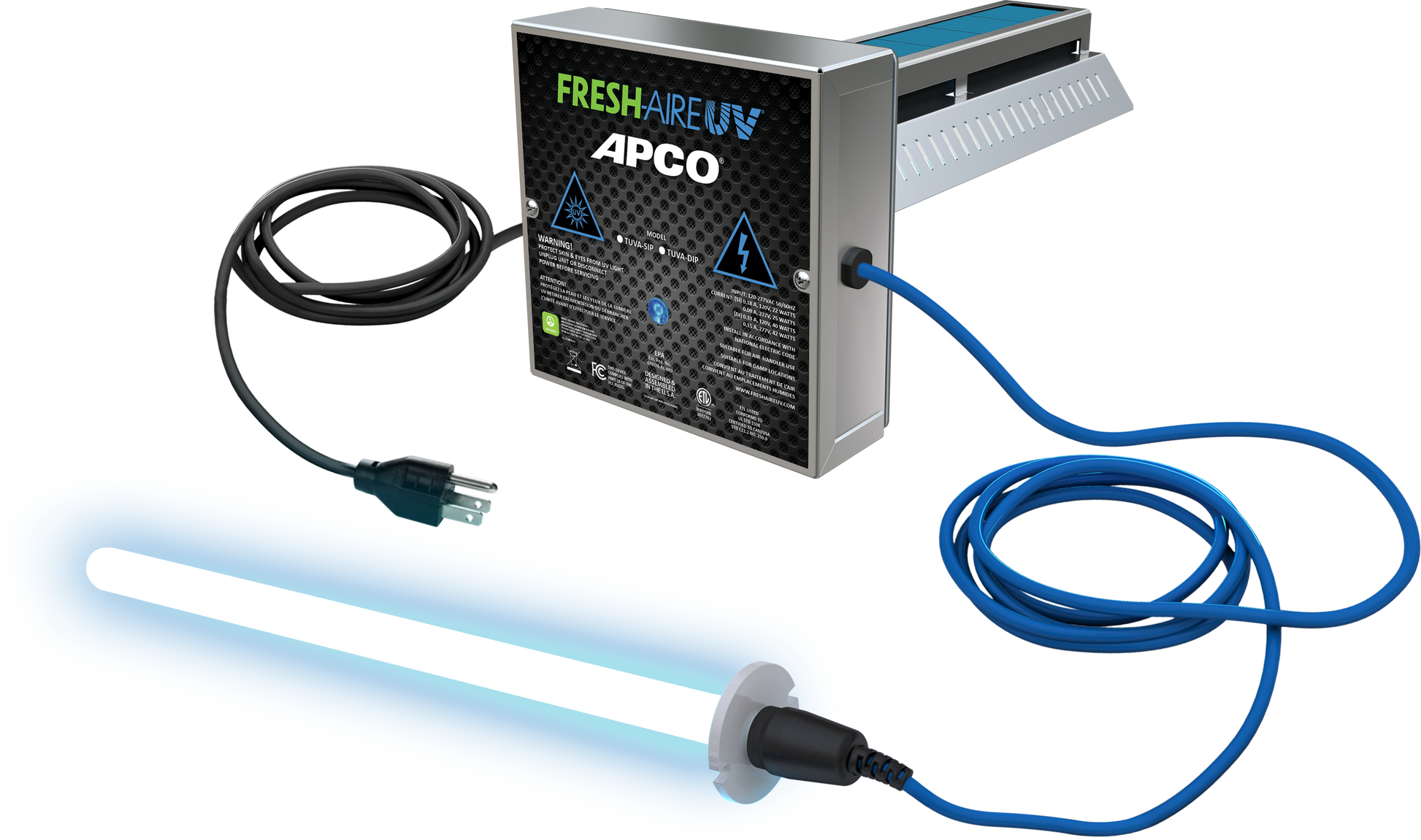 Fresh-Aire TUV-APCO-DI2P - Dual In-Duct Purifier w/Carbon Matrix & 2nd lamp with 120V Plug